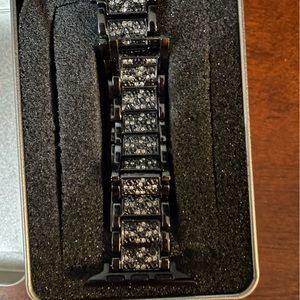 New Secbolt Bling Apple Watch Wristwatch Band Black Stainless Diamonds StrapNew